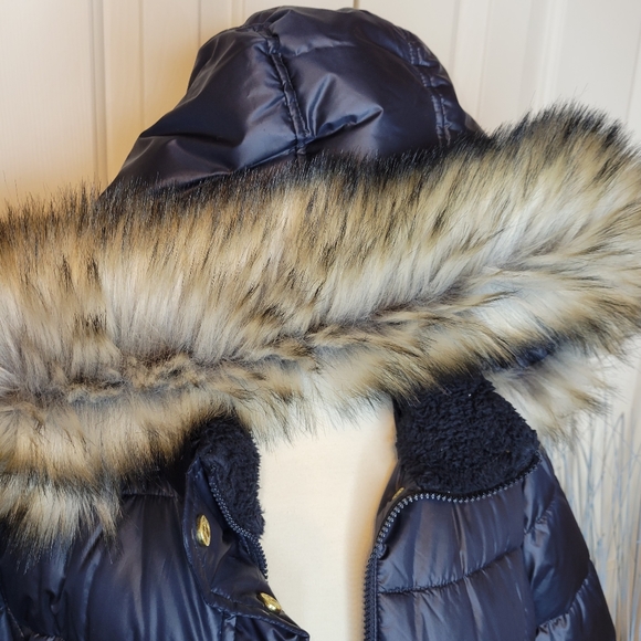 Laundry puff mid thigh coat, 1X, dk blue - Picture 4 of 12